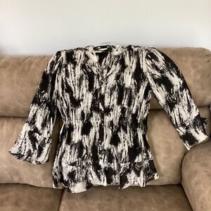 Allison Taylor 2x black & white blouse